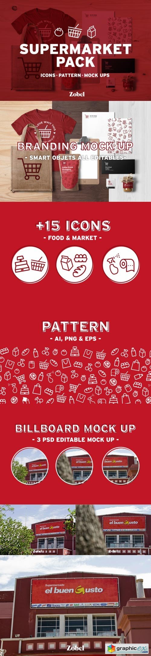 Supermarket | Icons+Pattern+Mockups