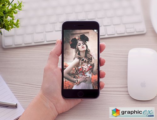 PSD Mock-Up - Women Holding iPhone 6