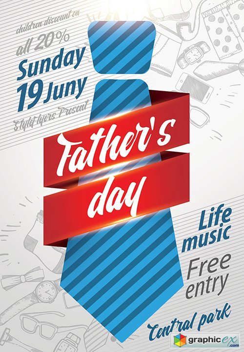 Fathers Day PSD Flyer Template + Facebook Cover