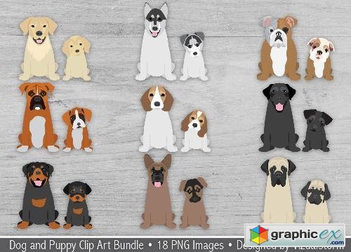 Dogs and Puppies Illustration Bundle