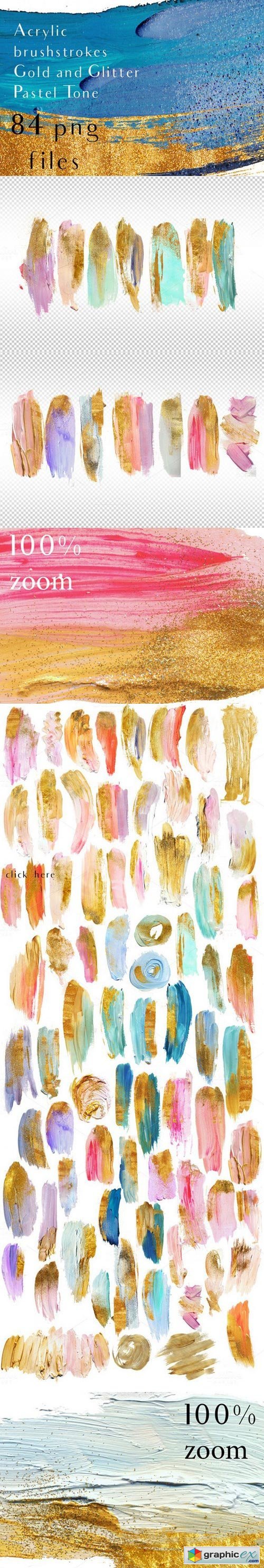 Acrylic brushstrokes of GOLD!84 png