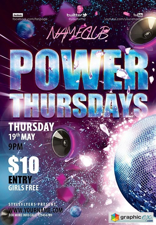 Power Thursdays PSD Flyer Template + Facebook Cover