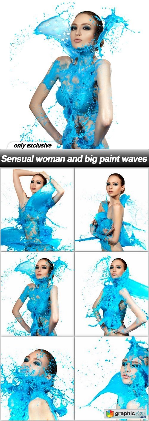 Sensual woman and big paint waves - 6 UHQ JPEG