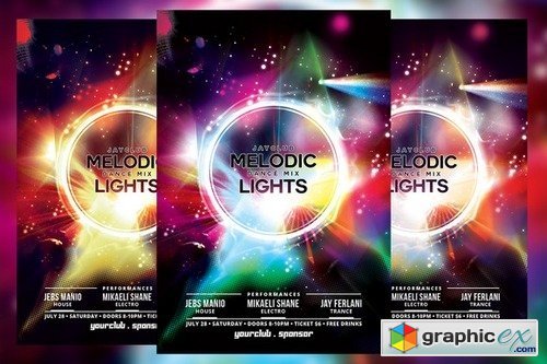 Melodic Dance Mix Lights Flyer