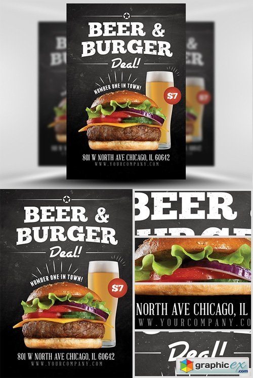 Beer and Burger Offer Flyer Template