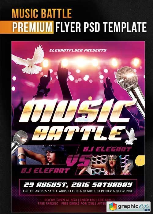 Music Battle V1 Flyer PSD Template + Facebook Cover