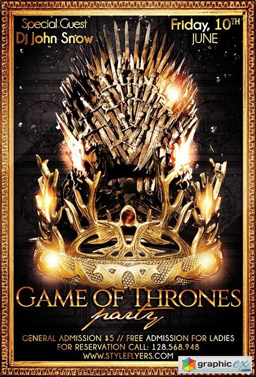Game of Thrones Party PSD Flyer Template + Facebook Cover