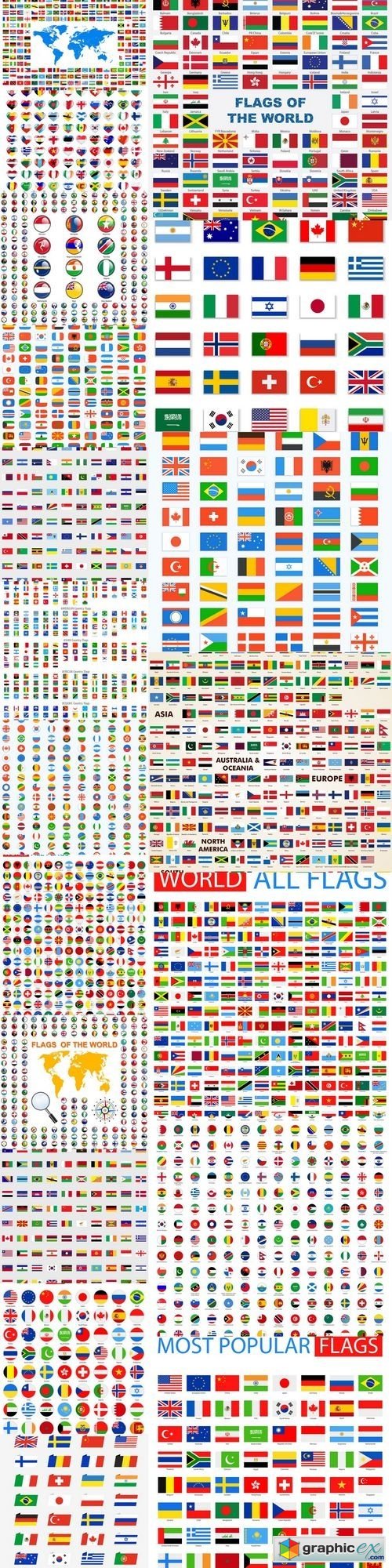 Flag of world. Vector icons set