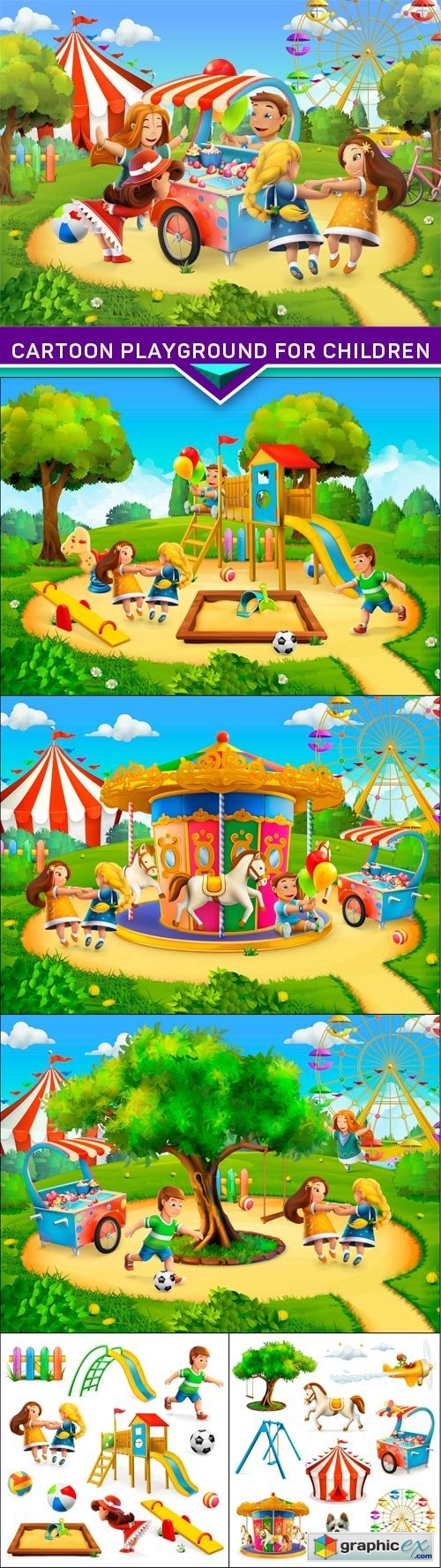 Cartoon playground for children 6x EPS
