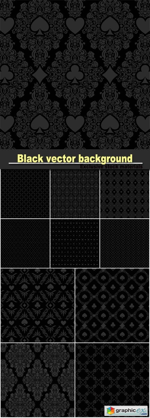 Black vector background with casino patterns