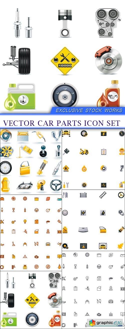 car parts icon set 6X EPS