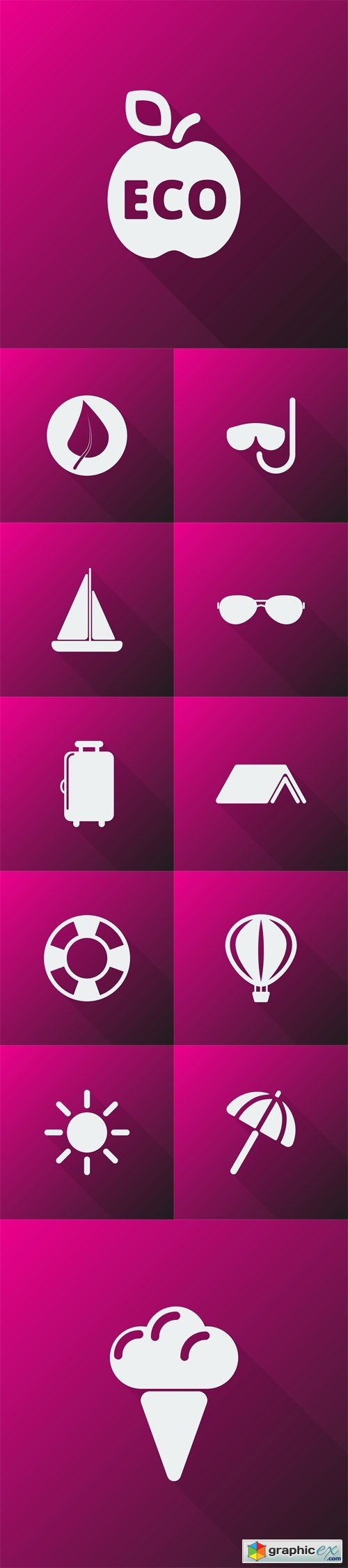 Summer Icons on Pink Background