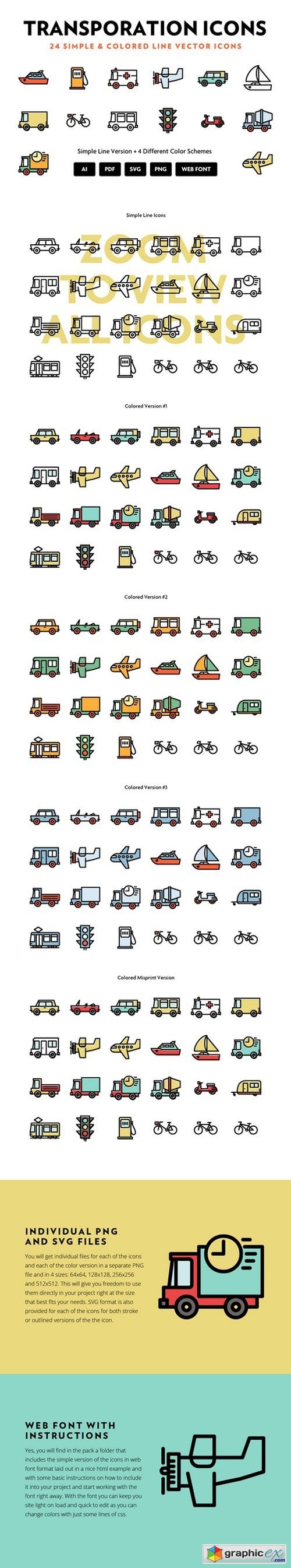 Transportation Line Icons