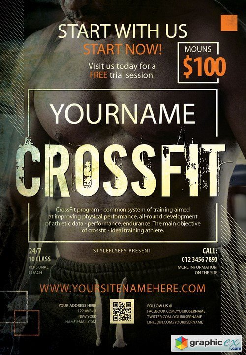 Crossfit PSD Flyer Template + Facebook Cover