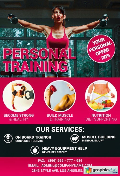 Personel Training PSD Flyer Template + Facebook Cover