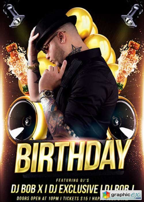 Birthday Party V5 Club and Party Flyer PSD Template