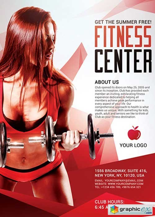 Fitness Center Sports V1 Flyer PSD Template + Facebook Cover