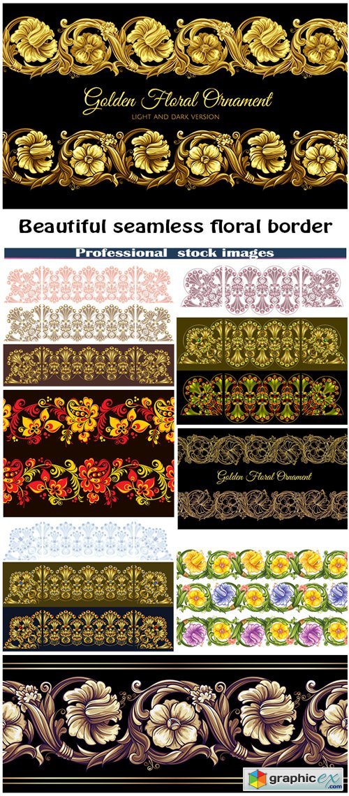 Beautiful seamless floral border