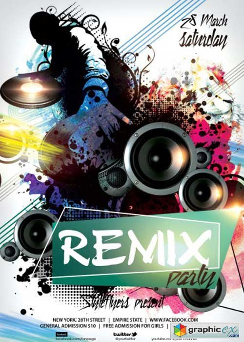 Remix Party V5 PSD Flyer Template with Facebook Cover