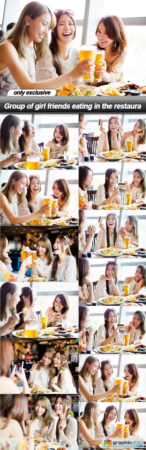 Group of girl friends eating in the restaura - 13 UHQ JPEG