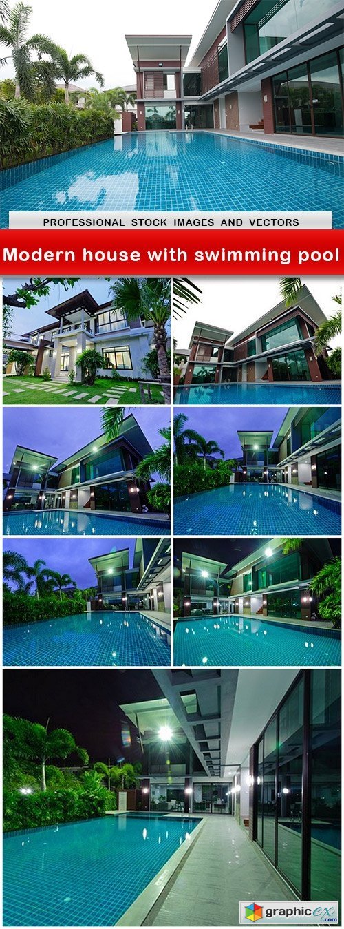 Modern house with swimming pool - 8 UHQ JPEG