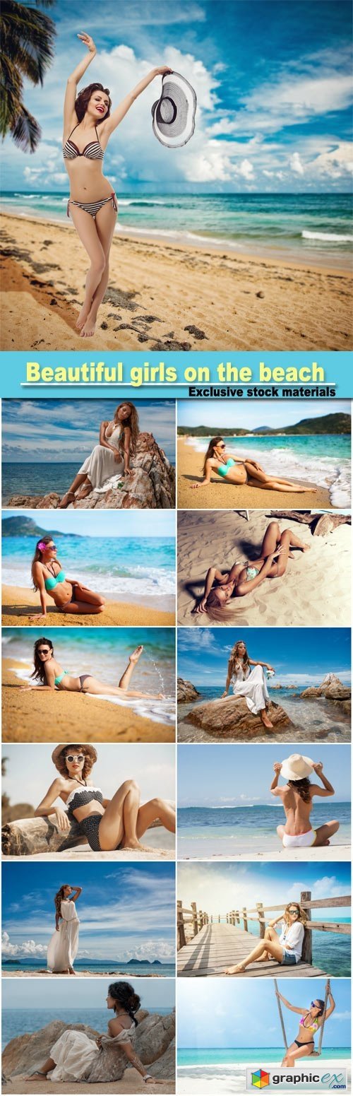Beautiful girls on the beach, girls in bikinis