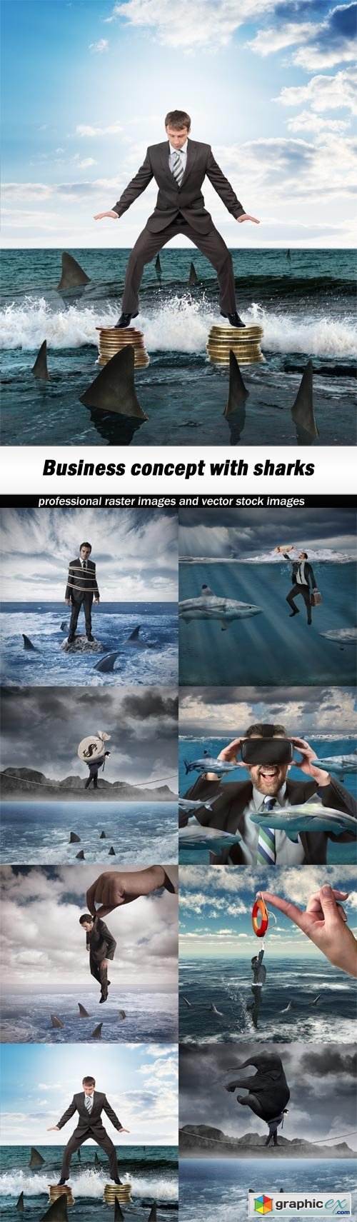 Business concept with sharks-8xJPEGs