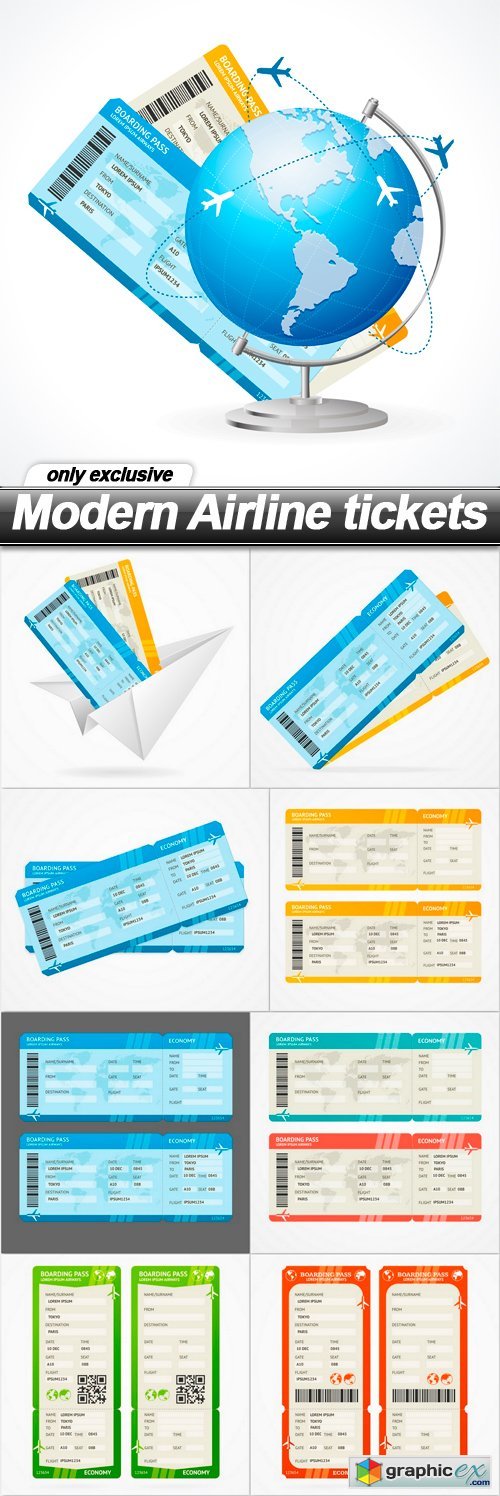 Modern Airline tickets - 9 EPS