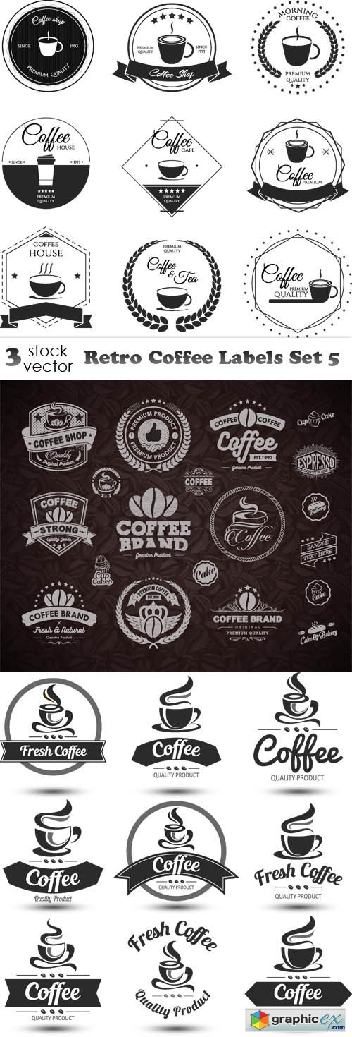 Retro Coffee Labels Set 5