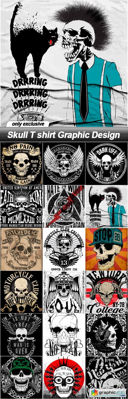 Skull T shirt Graphic Design - 18 EPS