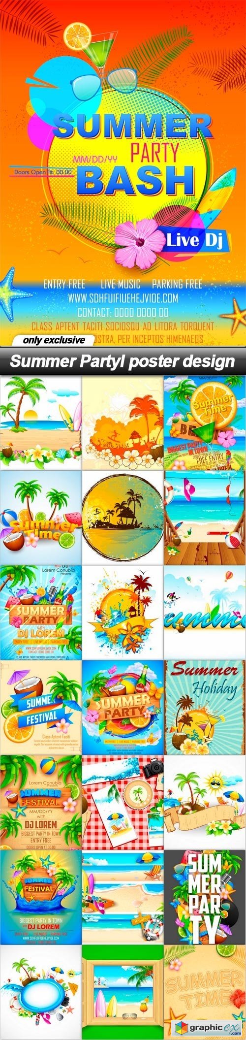 Summer Partyl poster design - 22 EPS