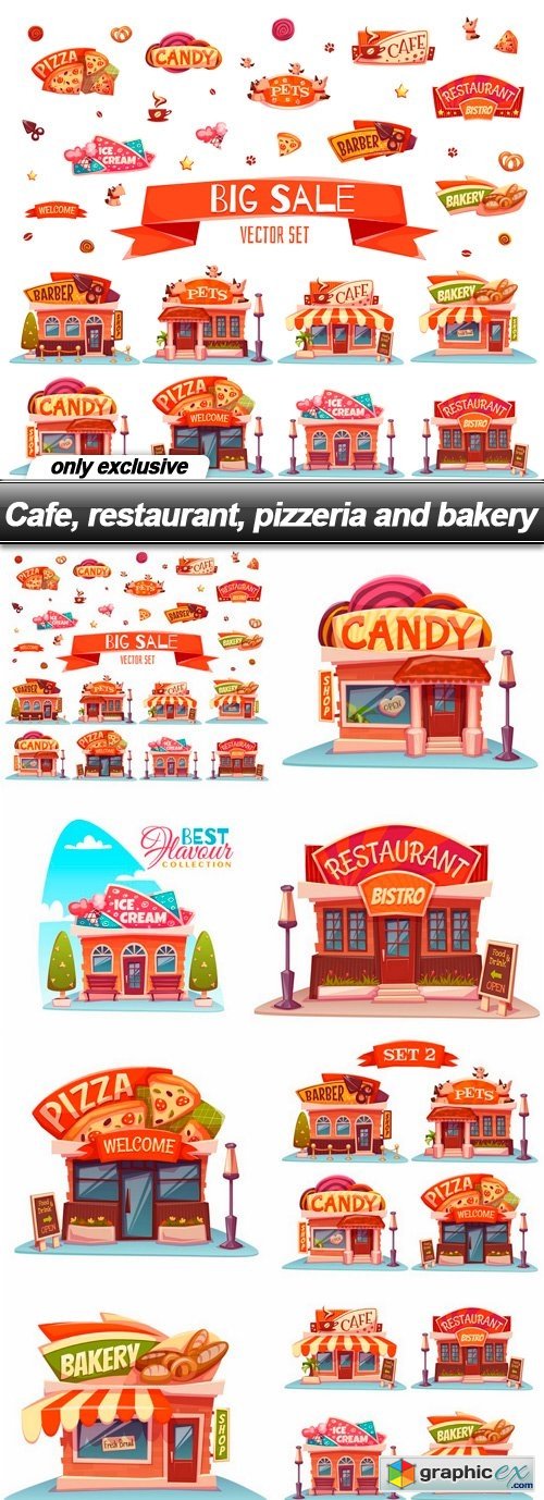 Cafe, restaurant, pizzeria and bakery - 8 EPS