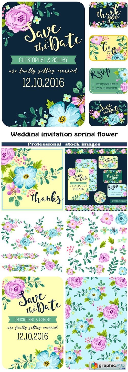 Wedding invitation spring flower