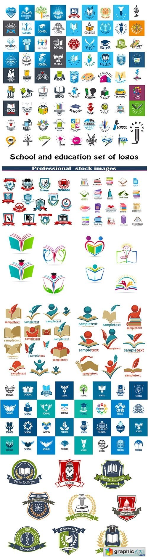 School and education set of logos