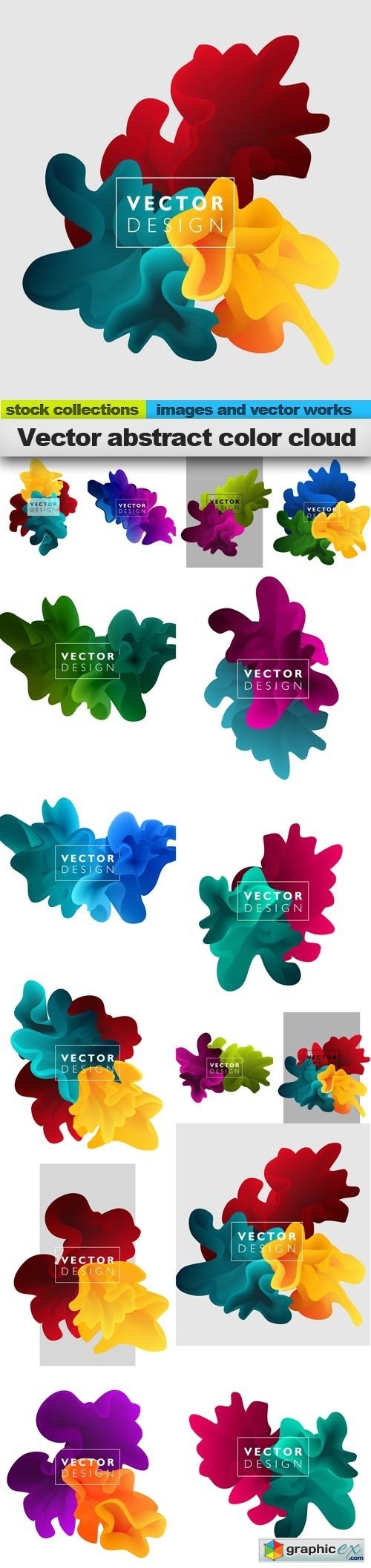 Vector abstract color cloud, 15 x EPS