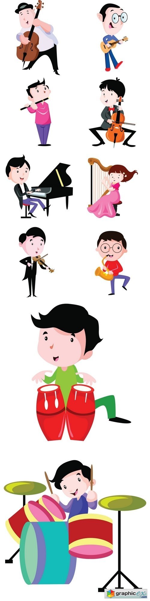Musician play music instrument illustration