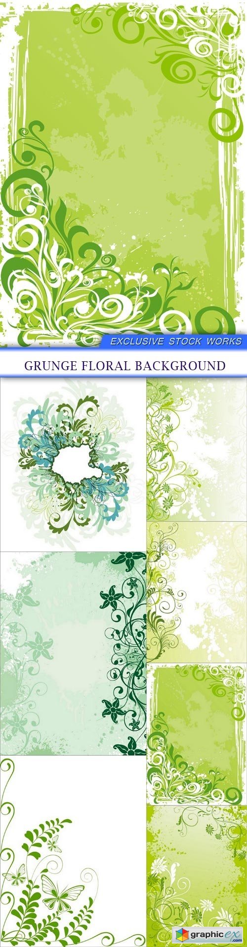 grunge floral background 7X EPS