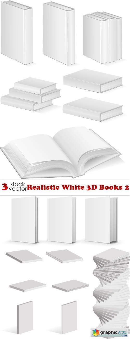 Realistic White 3D Books 2
