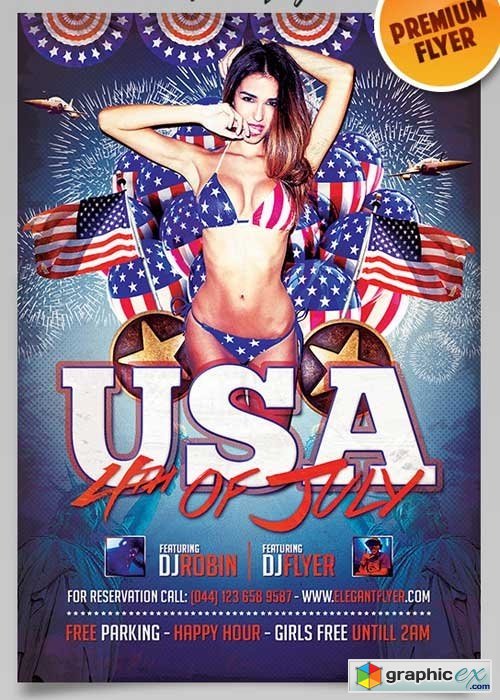 4th Of July USA Flyer PSD Template + Facebook Cover