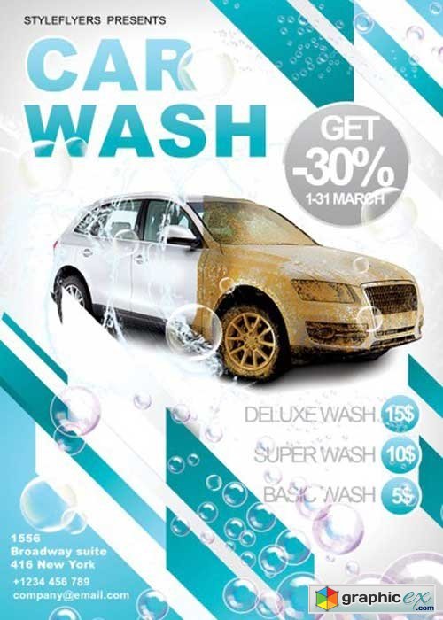 Car Wash V5 Flyer PSD Template + Facebook Cover