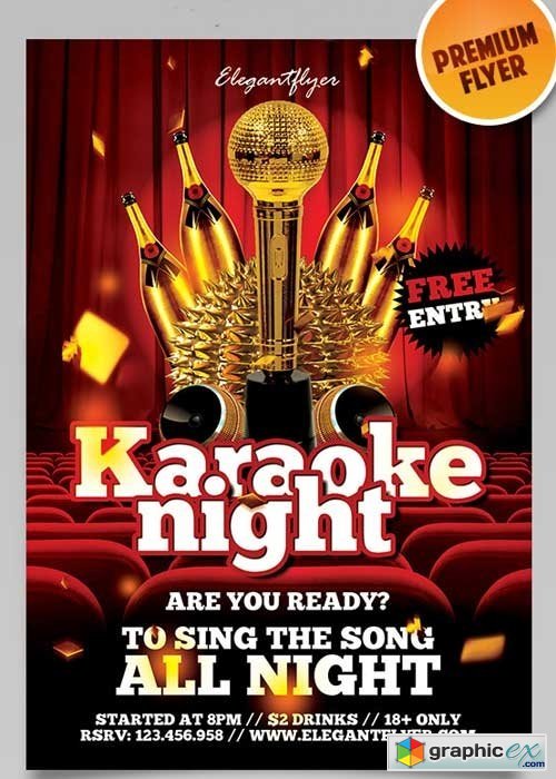 Karaoke Night V3 Flyer PSD Template + Facebook Cover