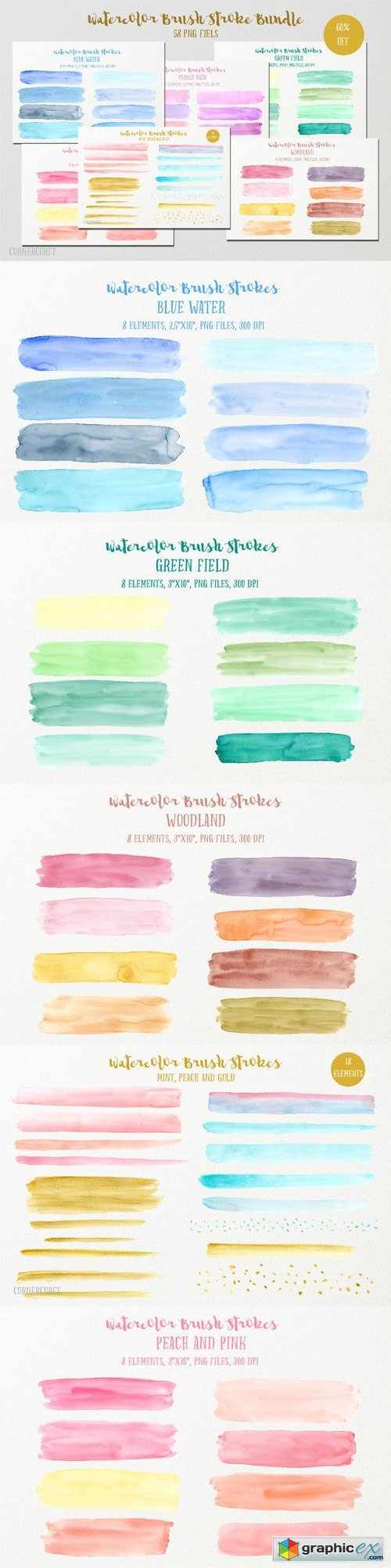 Watercolor Brush Stroke Bundle