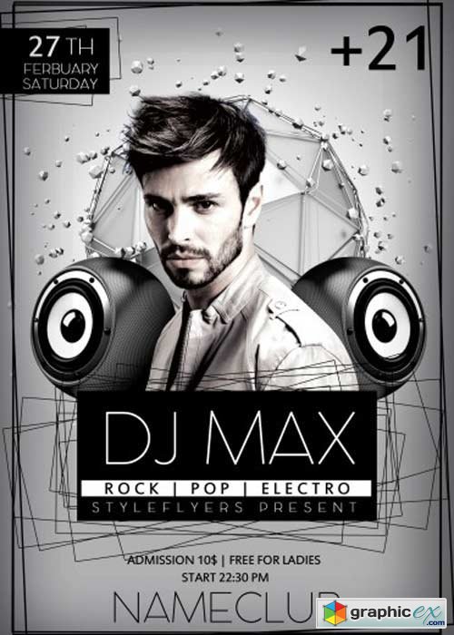 Dj Max PSD Flyer Template with Facebook Cover