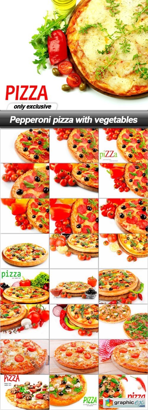 Pepperoni pizza with vegetables - 25 UHQ JPEG