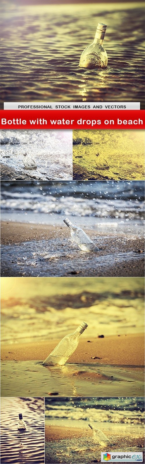 Bottle with water drops on beach - 7 UHQ JPEG
