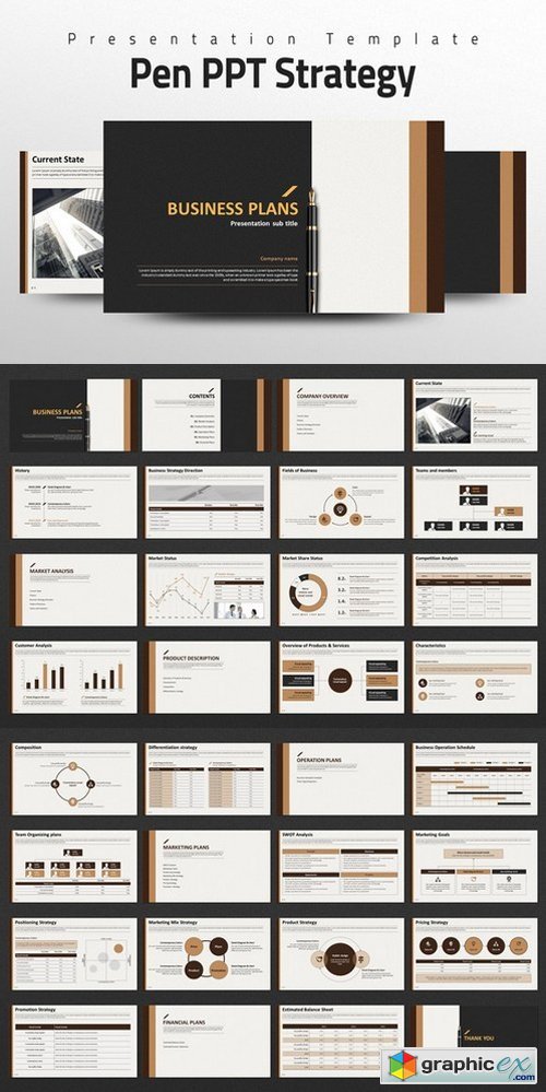 Pen PPT Strategy PowerPoint Templates