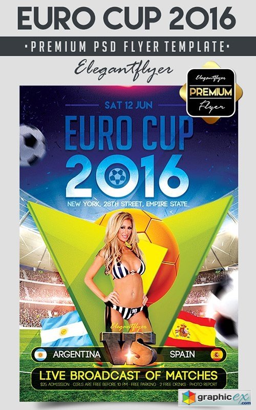 Euro Cup 2016  Flyer PSD Template + Facebook Cover