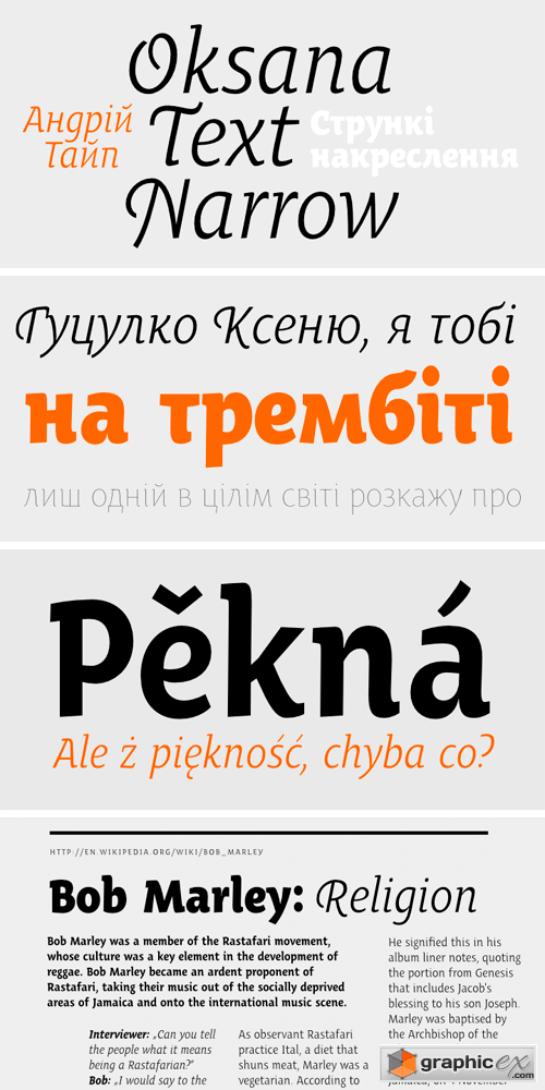 Oksana Text Narrow Font Family