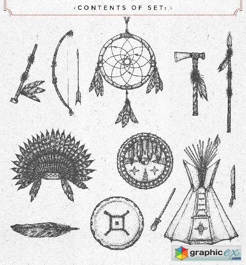 Native American illustrations set