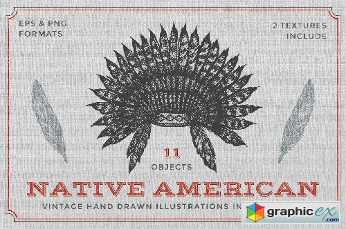 Native American illustrations set